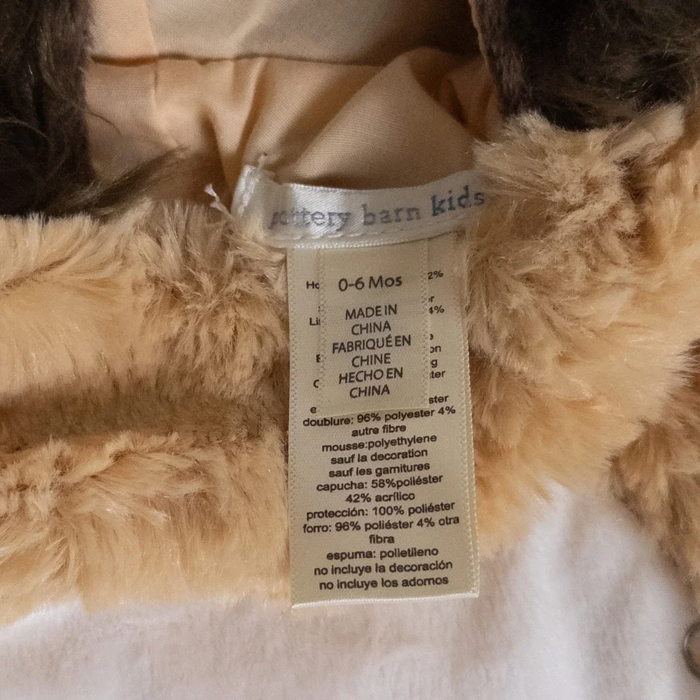 Pottery Barn Kids Lion‎ Costume 0-6M Tan Plush Faux Fur Halloween Jumpsuit - Picture 6 of 9